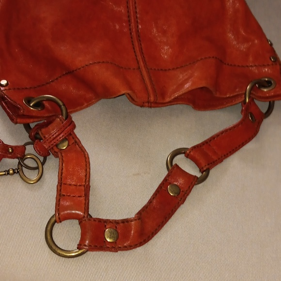 Fossil brass studded leather hobo bag - Picture 7 of 9